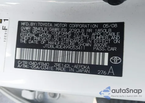 2009 Toyota Corolla Le from USA, damaged, VIN JTDBL40E499053411